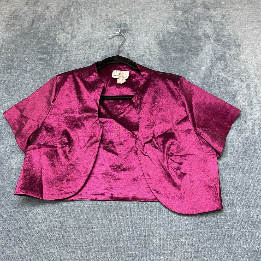 Modern Touch Bolero Jacket Womens 2XL Pink Cropped Open Front Parky Cocktail